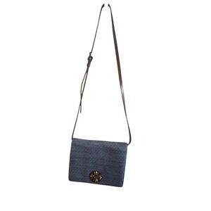 Patricia Nash Consilina Crossbody Handbag Blue Silver Indigo Diamond Weave